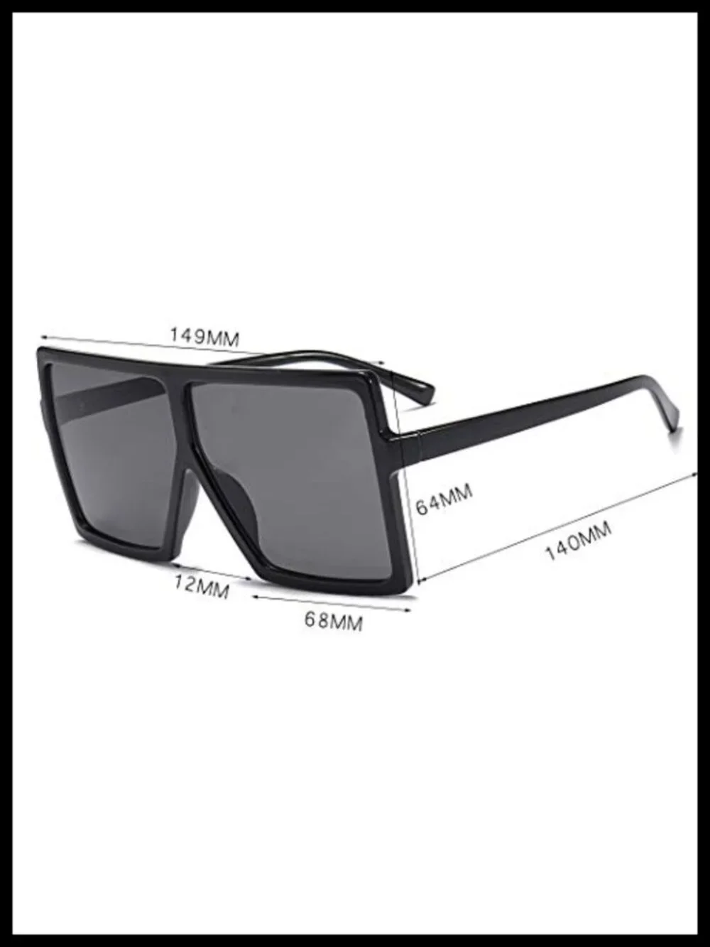Oversized Square Sunglasses UV400 Protection Flat Top